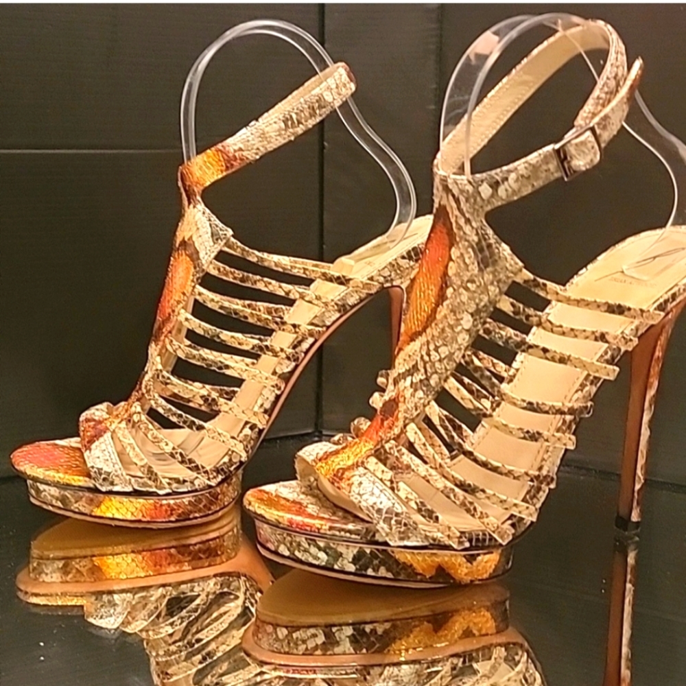 Vey sexy Brian Atwood Boa Snakeskin 24k embellished heels.  Size 7.5